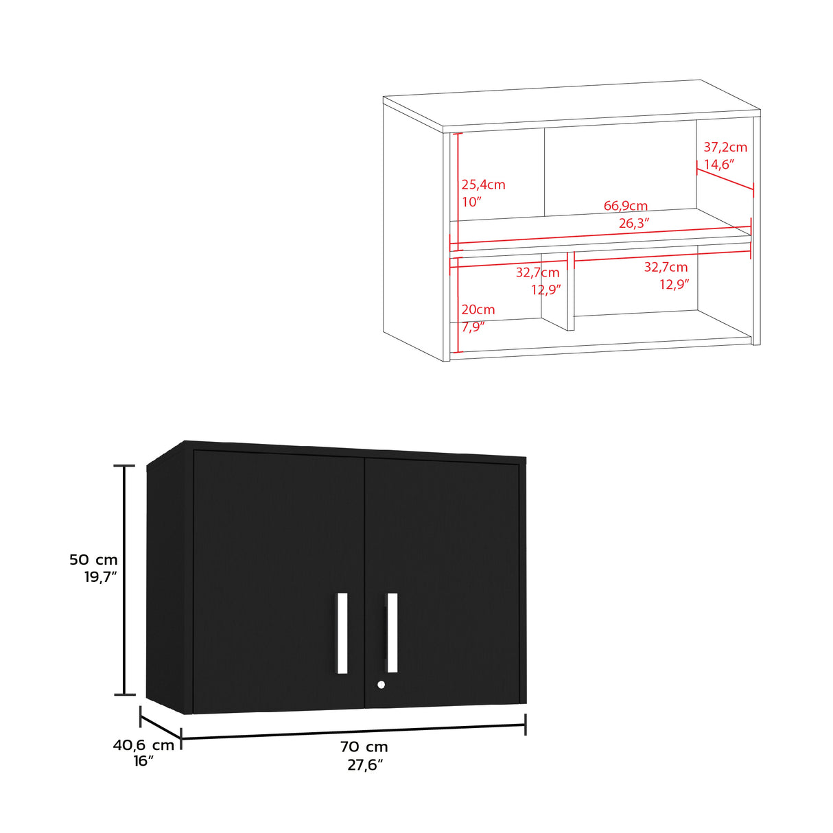 Mueble Auxiliar Basic Wengue 70x50cm con Entrepaño - Barras y Muebles Auxiliares | Bylmo