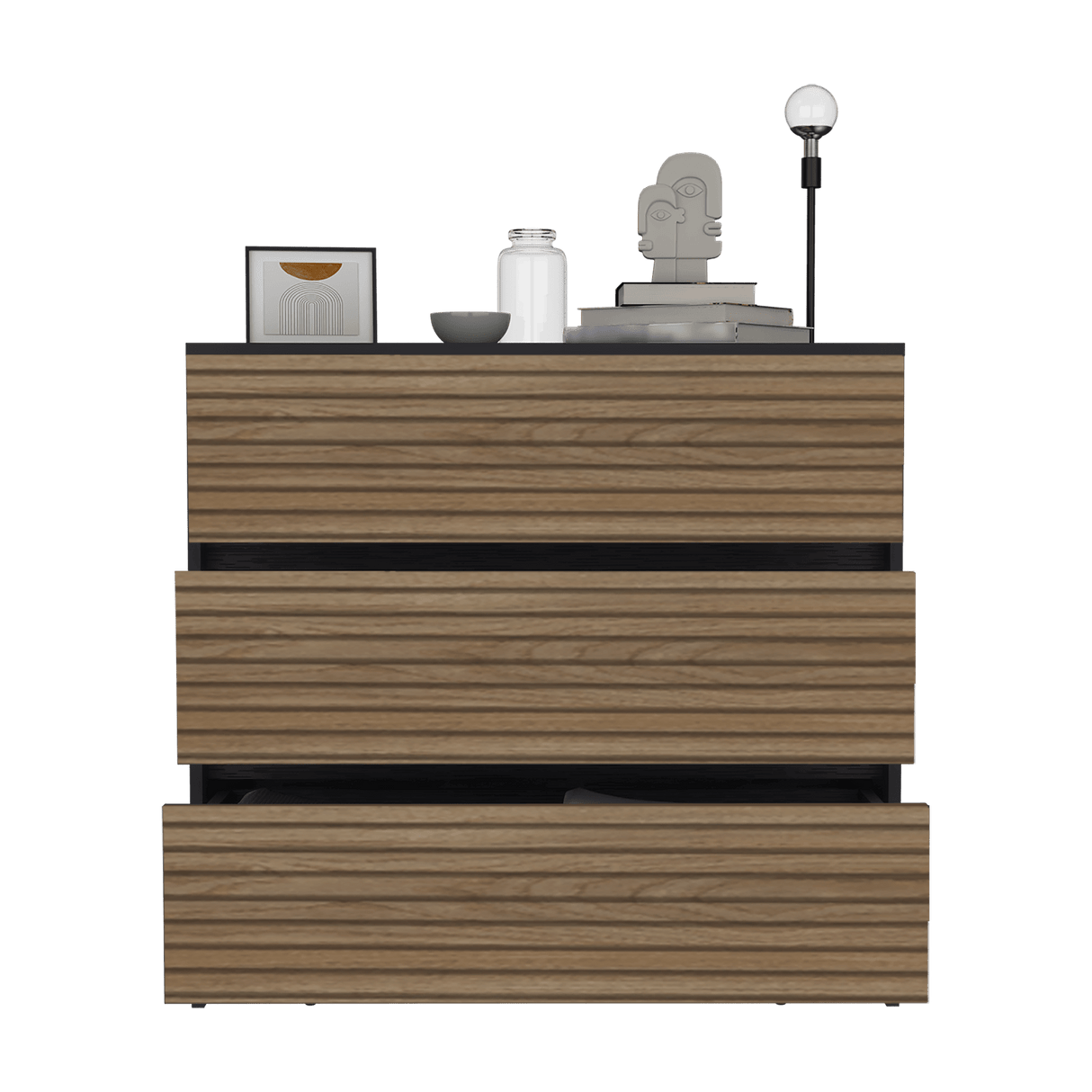 Cajonera Austin Wengue y Miel 85x80cm Con Tres Cajones - Cajoneras y Comodas | Bylmo