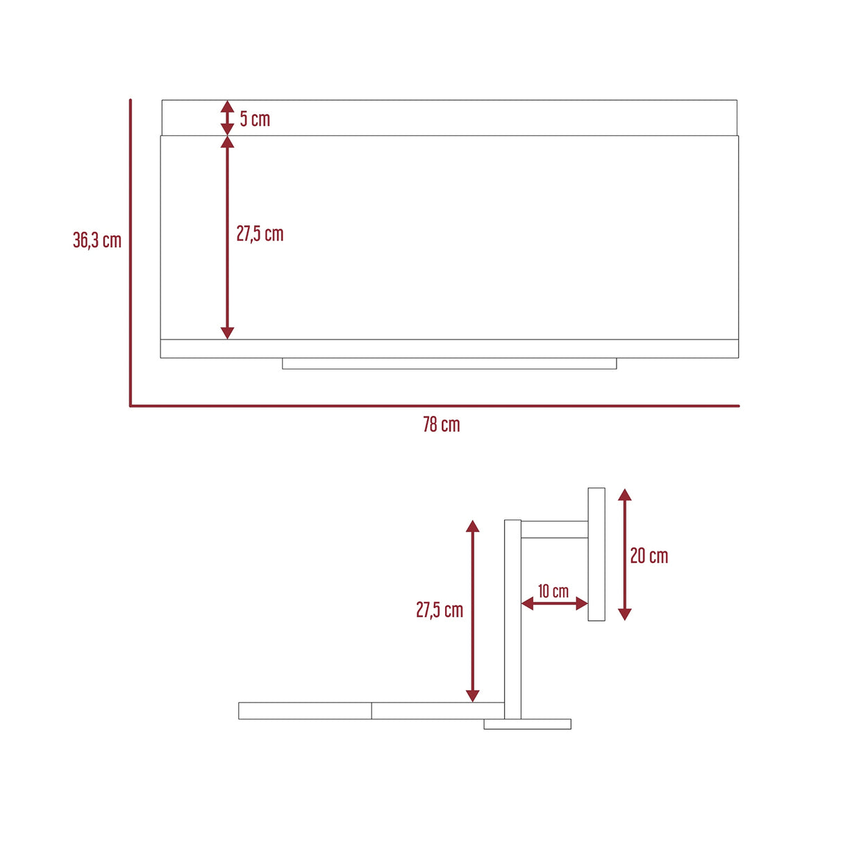 Escritorio Flotante Terraza Office Caramelo 78x36.3cm Minimalista - Escritorios | Bylmo