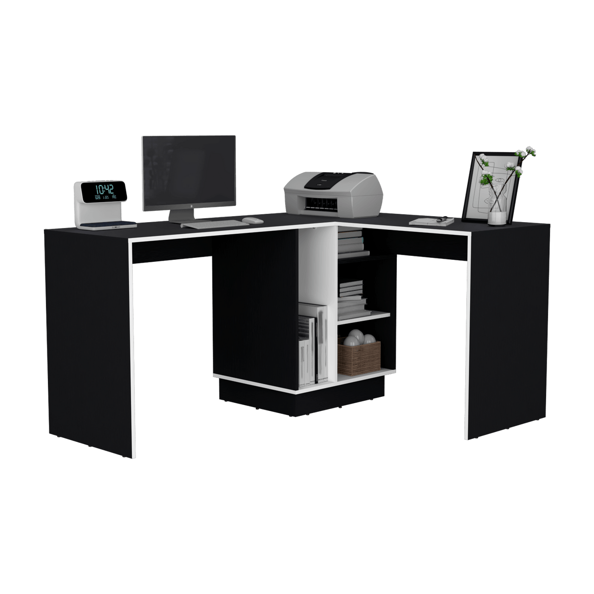 Escritorio en L Rookie Wengue 151.5x76.5cm con Organizador de Libros - Escritorios | Bylmo