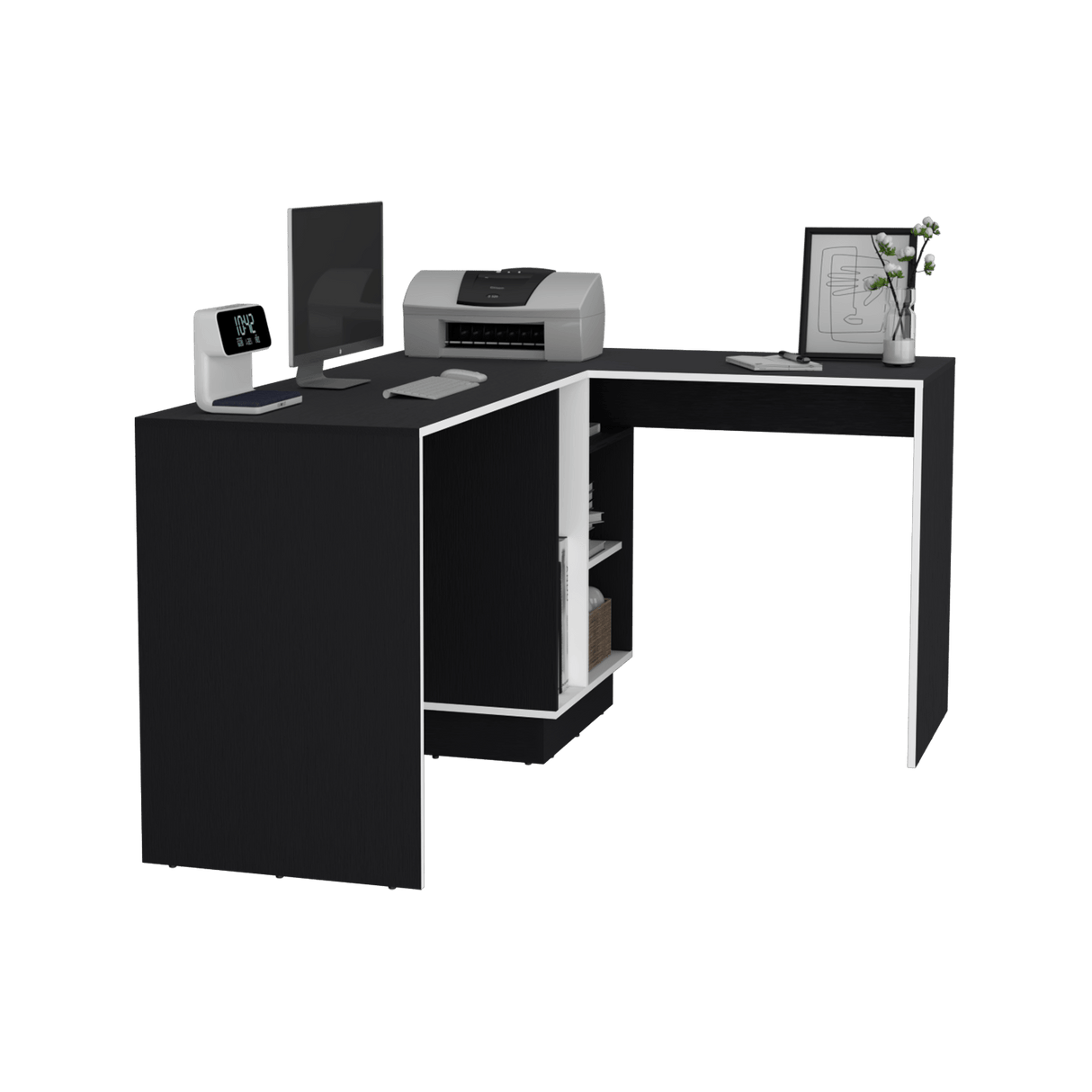 Escritorio en L Rookie Wengue 151.5x76.5cm con Organizador de Libros - Escritorios | Bylmo