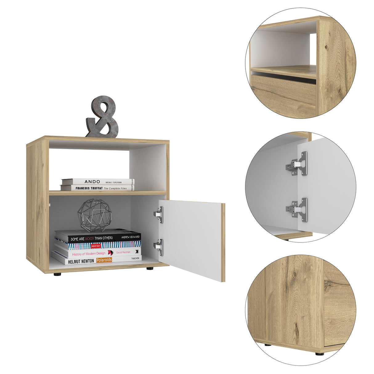 Mesa de Noche Sleep S 50x52cm Duna con Compartimiento - Mesas de Noche | Bylmo