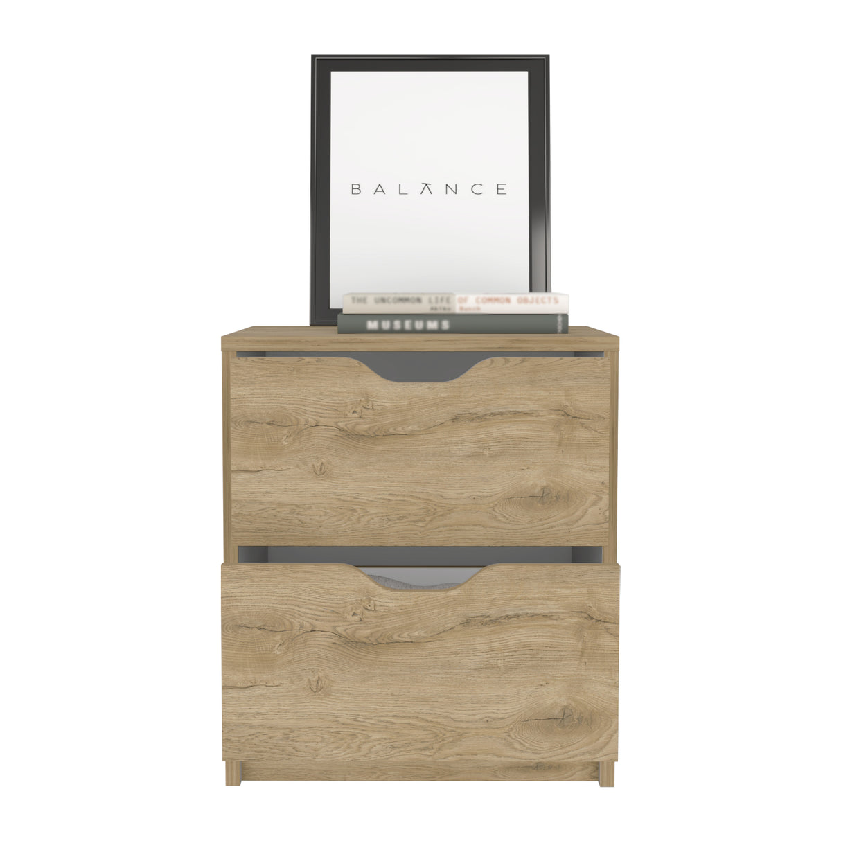 Mesa de Noche Basilea Macadamia 41x48cm con Dos Cajones - Mesas de Noche | Bylmo