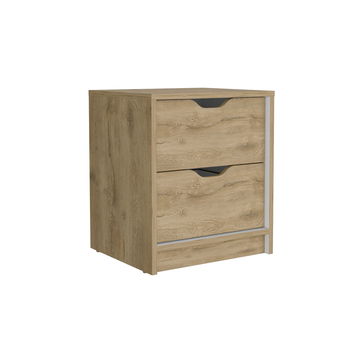 Mesa de Noche Basilea Macadamia 41x48cm con Dos Cajones - Mesas de Noche | Bylmo