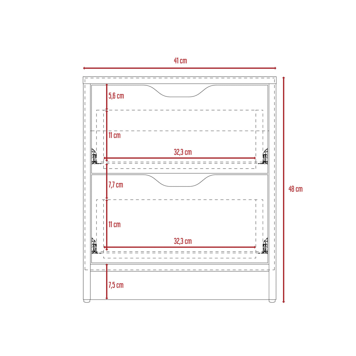 Mesa de Noche Basilea Macadamia 41x48cm con Dos Cajones - Mesas de Noche | Bylmo