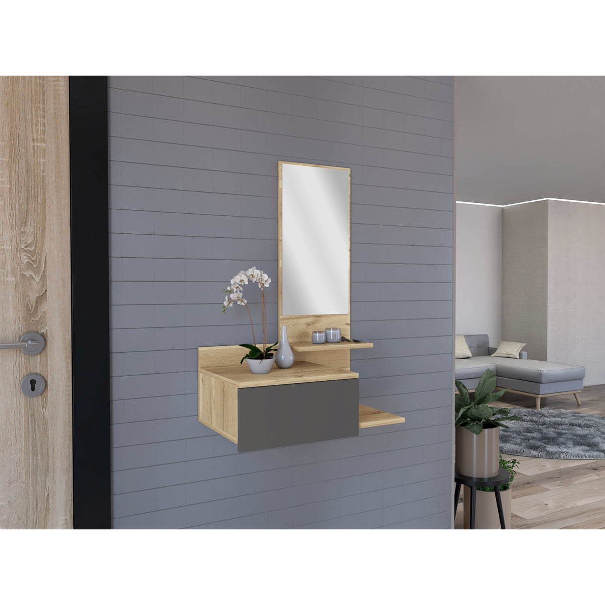 Recibidor Vienna Duna 60.1x1.95cm con Espejo - Bifes y Arrimos | Bylmo