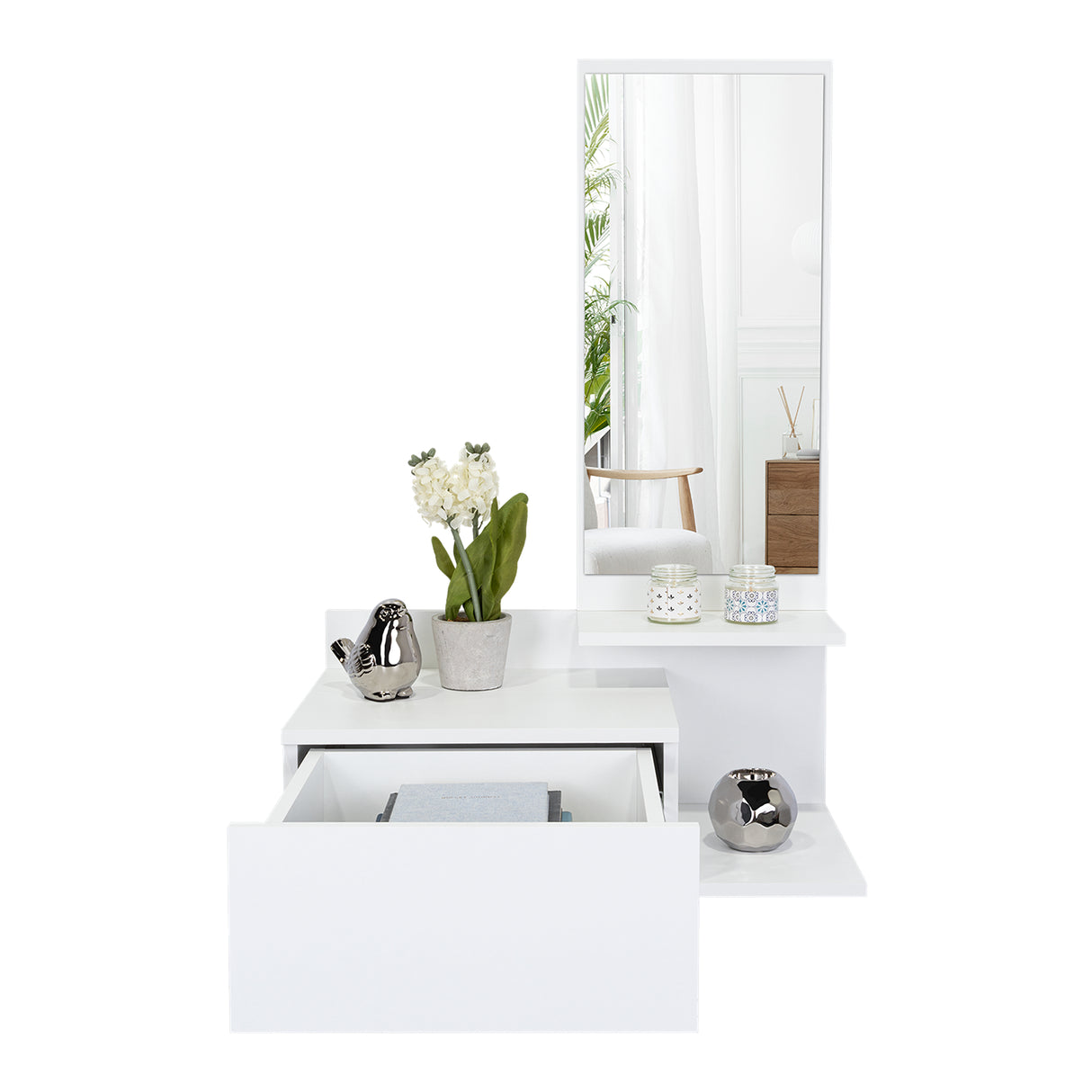 Recibidor Vienna Blanco 60.1x91.95cm con Espejo - Bifes y Arrimos | Bylmo