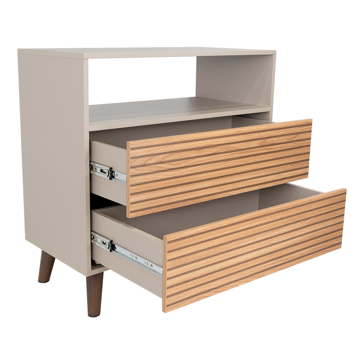 Cajonera Funes Taupe 80x80cm con Dos Cajones - Cajoneras y Comodas | Bylmo