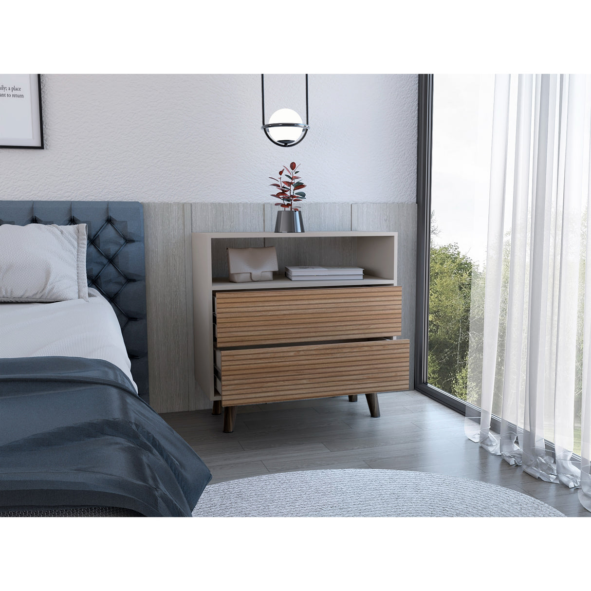 Cajonera Funes Taupe 80x80cm con Dos Cajones - Cajoneras y Comodas | Bylmo