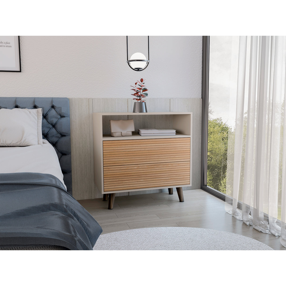 Cajonera Funes Taupe 80x80cm con Dos Cajones - Cajoneras y Comodas | Bylmo