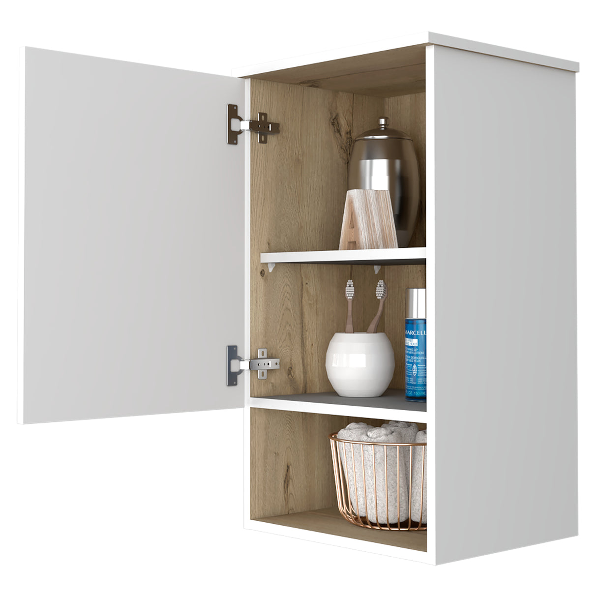 Gabinete de Baño Bi Color Blanco 41.2x72.6cm Flotante con Una Puerta y Entrepaños - Gabinetes de Baño | Bylmo