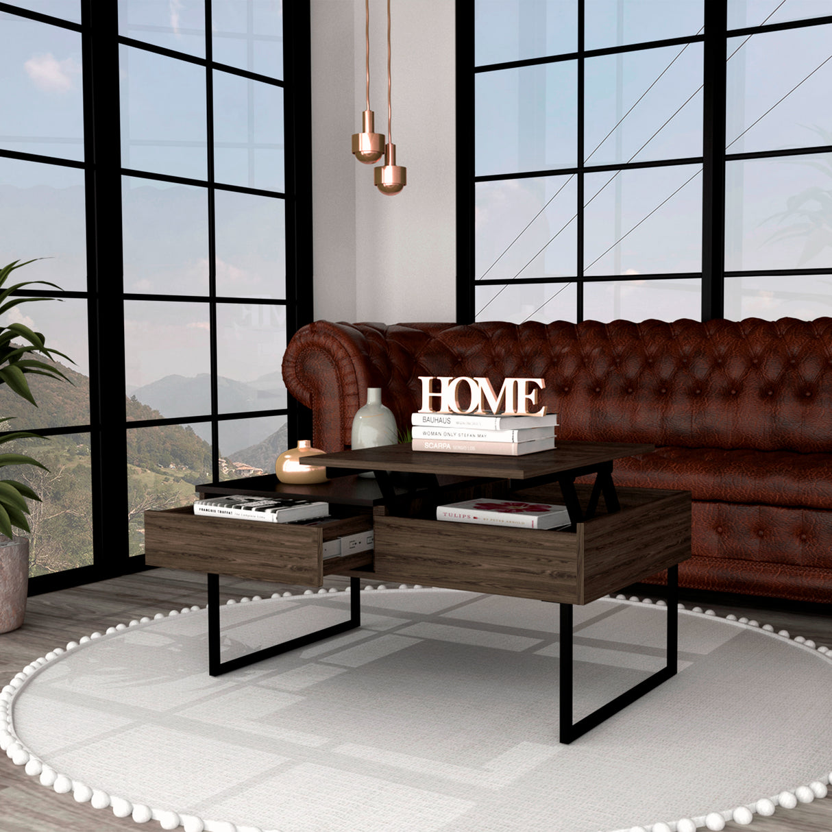 Mesa de Centro Five G Coñac 101.5x45.7cm Extensible con Compartimentos - Mesas de Centro | Bylmo