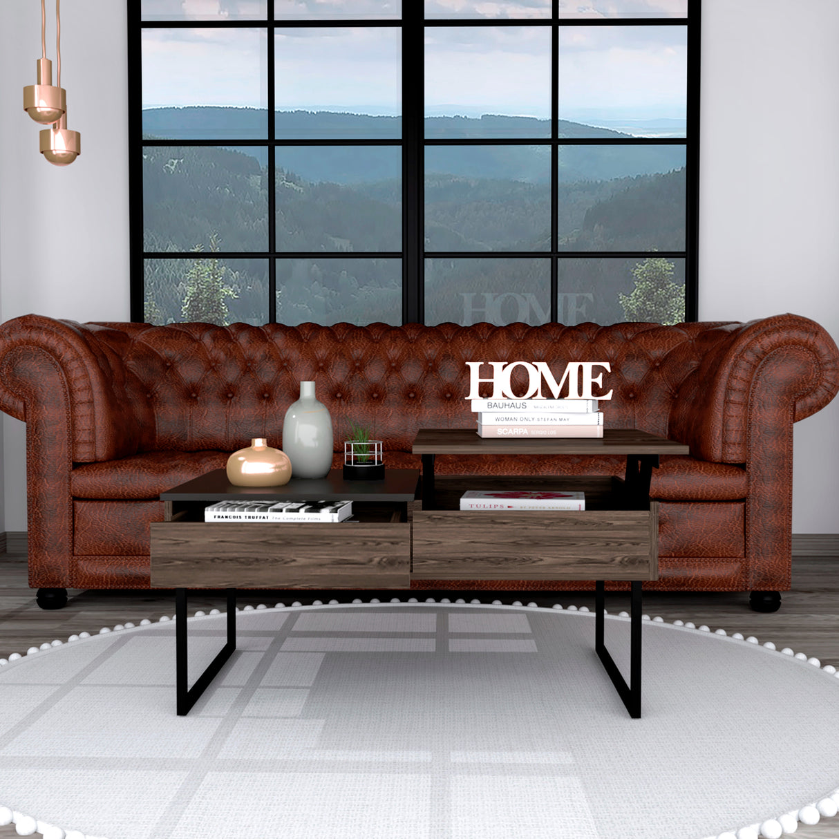 Mesa de Centro Five G Coñac 101.5x45.7cm Extensible con Compartimentos - Mesas de Centro | Bylmo