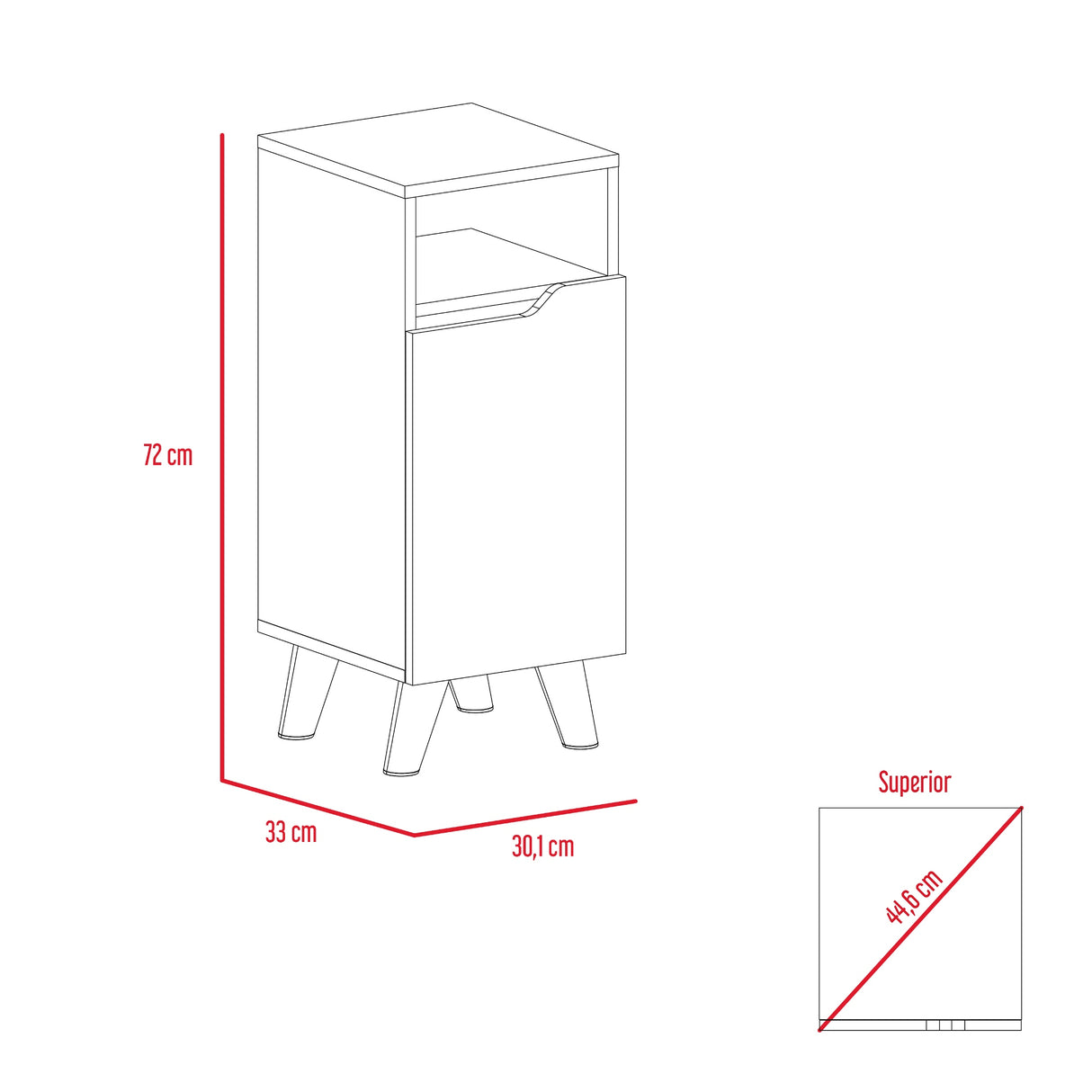 Mueble para Baño Laurent 30x72cm Plomo con Patas y Entrepaños - Muebles para Baño | Bylmo