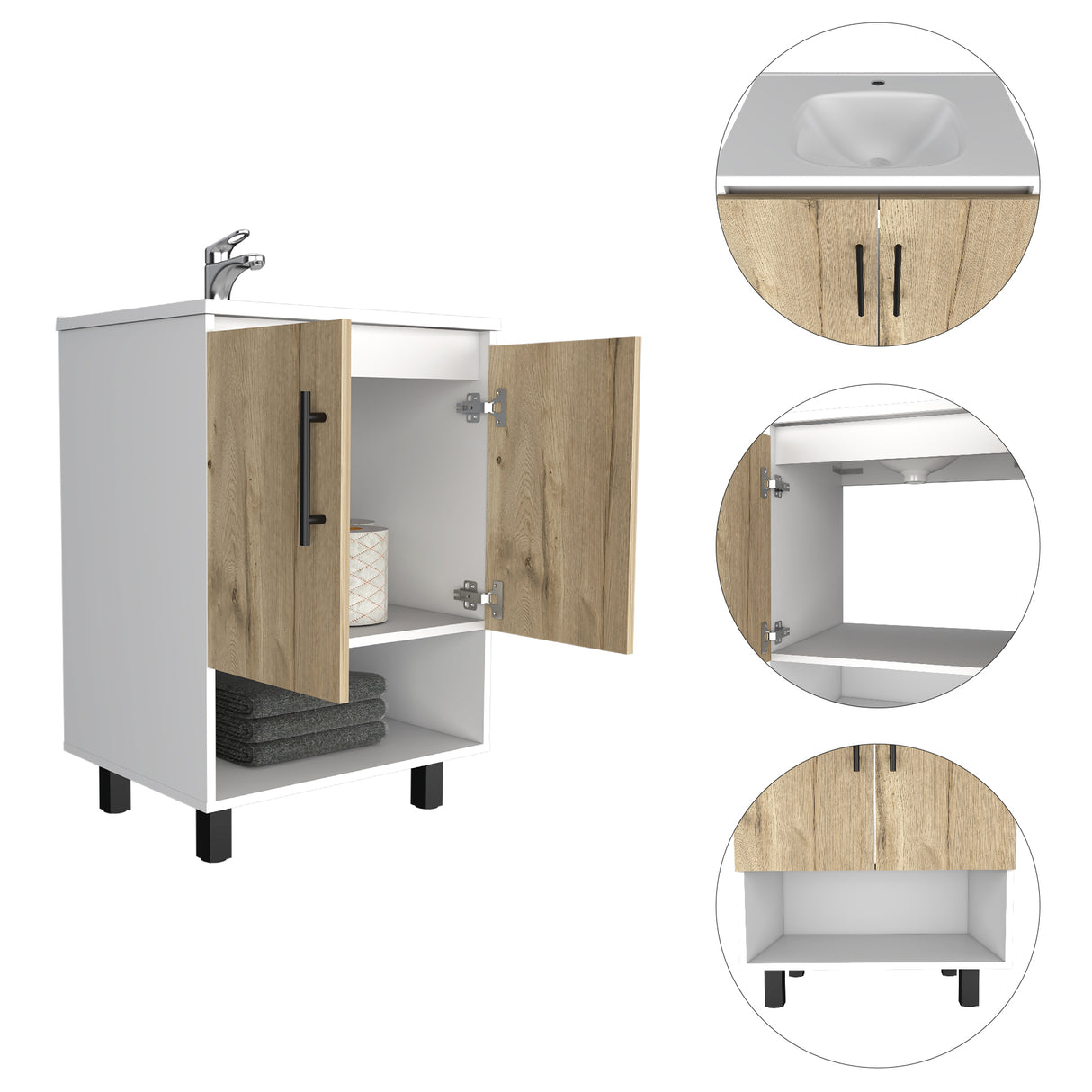 Mueble para Baño Bi Color Blanco Nevado 60.6x83.9cm con Lavamanos Praia 45 - Muebles para Lavamanos | Bylmo