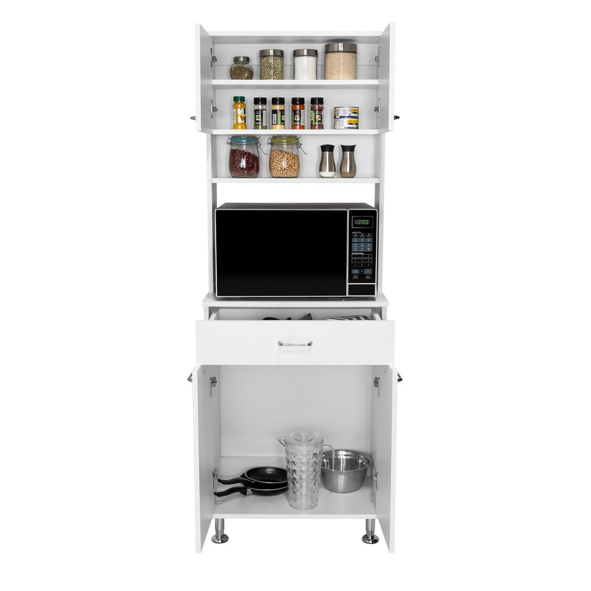 Alacena Polyvalent Blanco 60x169cm con Un Cajón Deslizante - Alacenas y Muebles Microondas | Bylmo