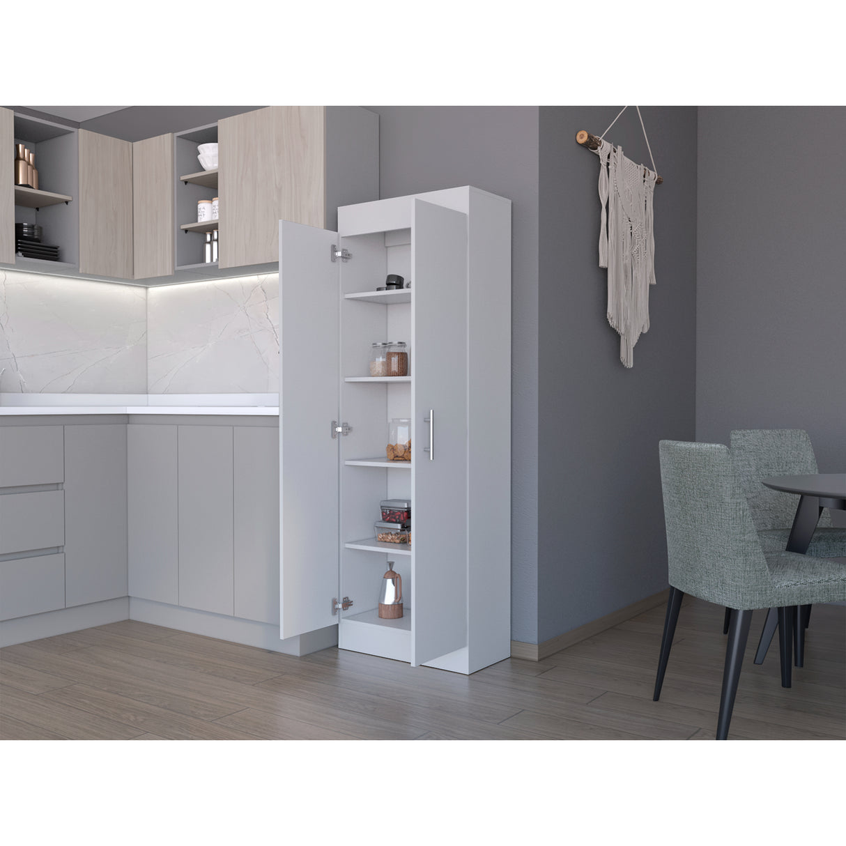 Alacena Nepal Blanco 60x169.9cm con Dos Puertas - Alacenas y Muebles Microondas | Bylmo