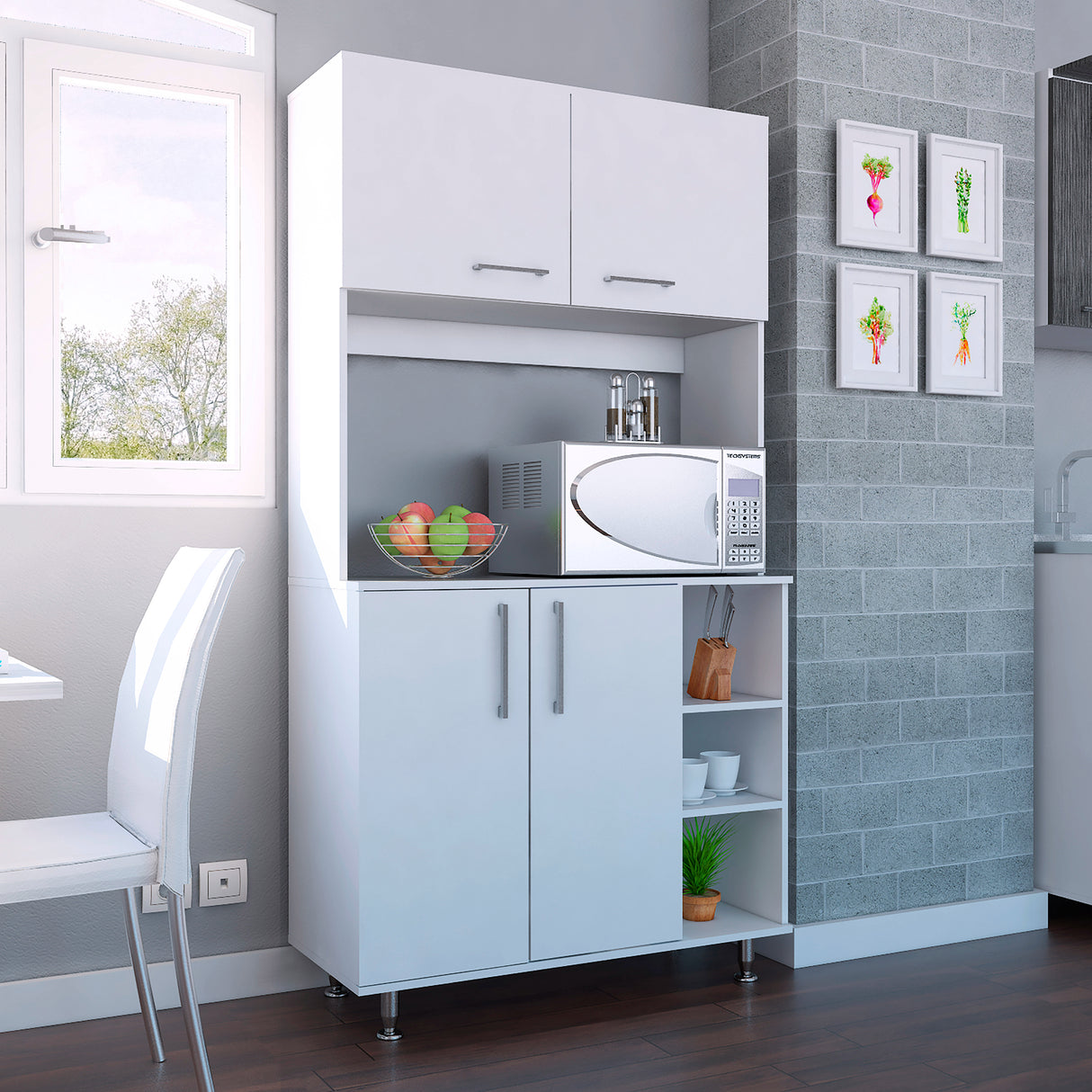 Alacena Provi Blanco 95x180cm con Cuatro Puertas - Alacenas y Muebles Microondas | Bylmo