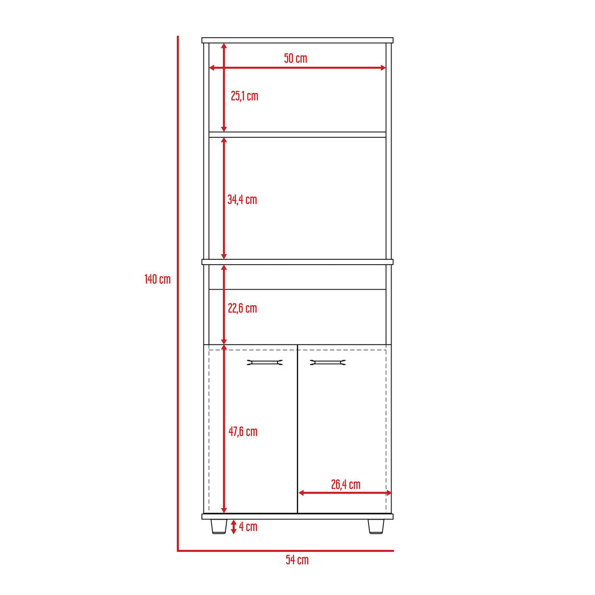 Alacena Mezzo Wengue 54x140cm con Dos Puertas - Alacenas y Muebles Microondas | Bylmo