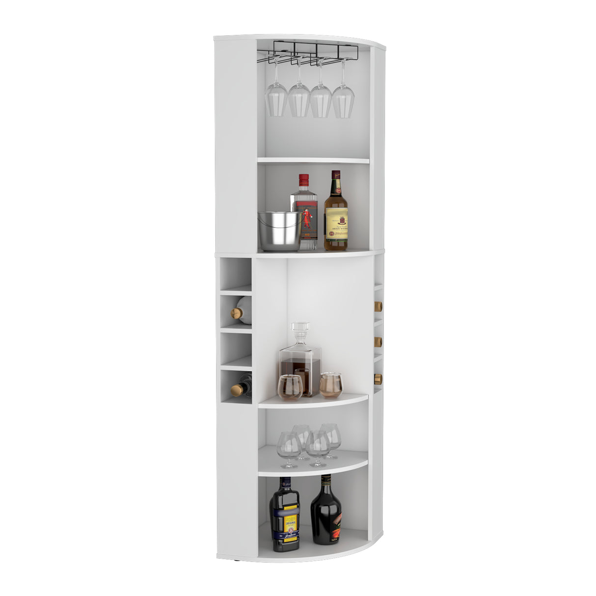 Bar Esquinero Oban Blanco 47.1x180cm con Portacopasy Portabotellas - Bares | Bylmo