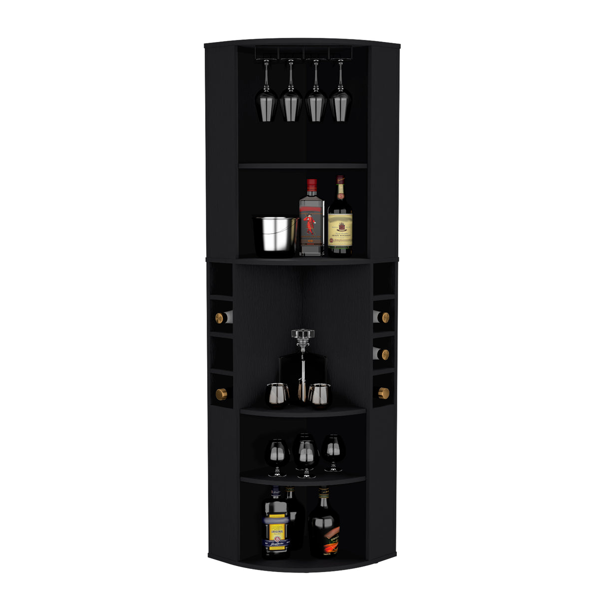 Bar Esquinero Oban Wengue 47.1x180cm con Portacopasy Portabotellas - BARES | Bylmo