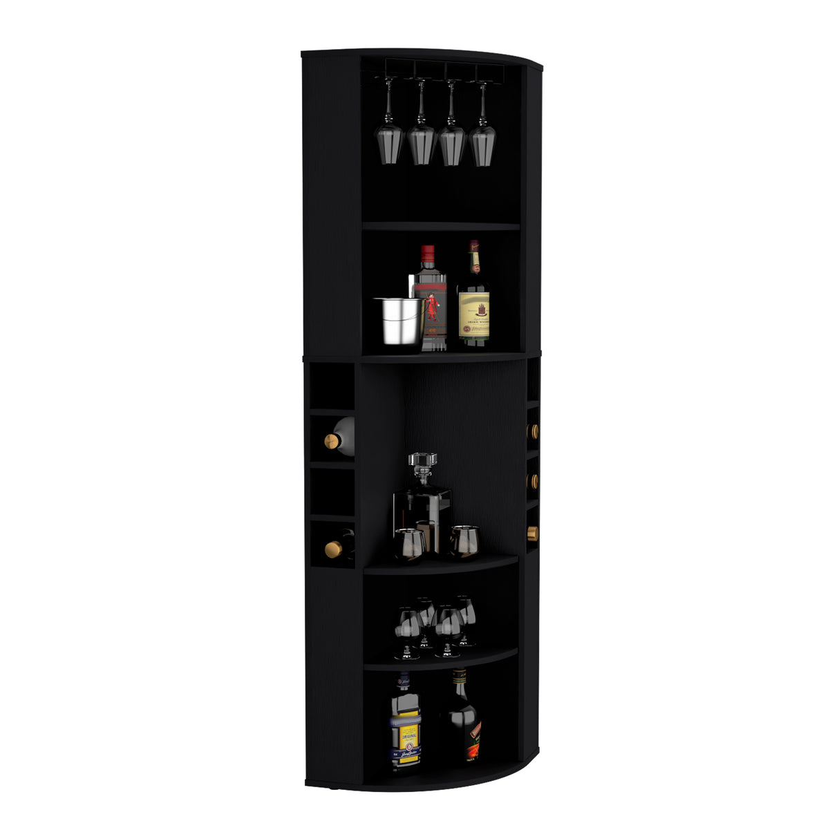 Bar Esquinero Oban Wengue 47.1x180cm con Portacopasy Portabotellas - BARES | Bylmo