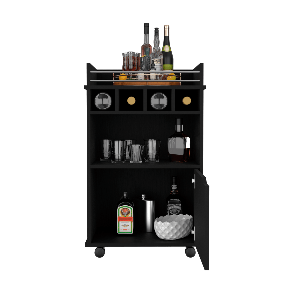 Bar Carro Phoenix Wengue 55x88.9cm con Ruedas - Bares | Bylmo