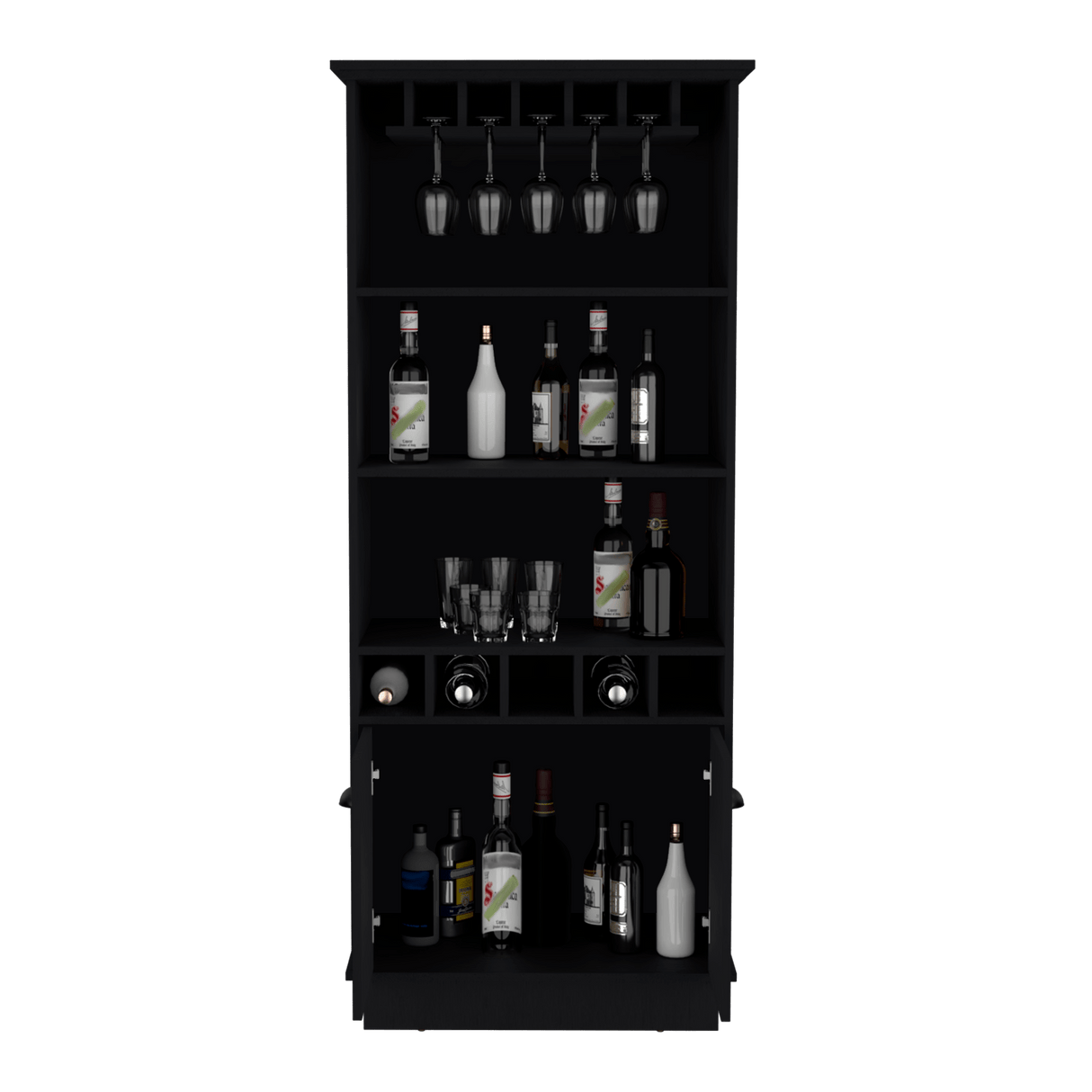 Bar Dundee Wengue 74.7x177cm con Portacopas y Portabotellas - Bares | Bylmo