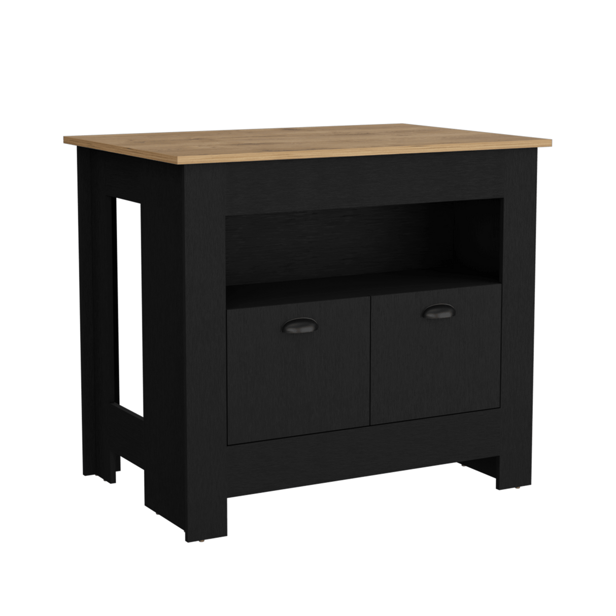 Isla de Cocina Arlet Wengue 103x89.9cm con Entrepaños y Compartimientos - Barras y Muebles Auxiliares | Bylmo