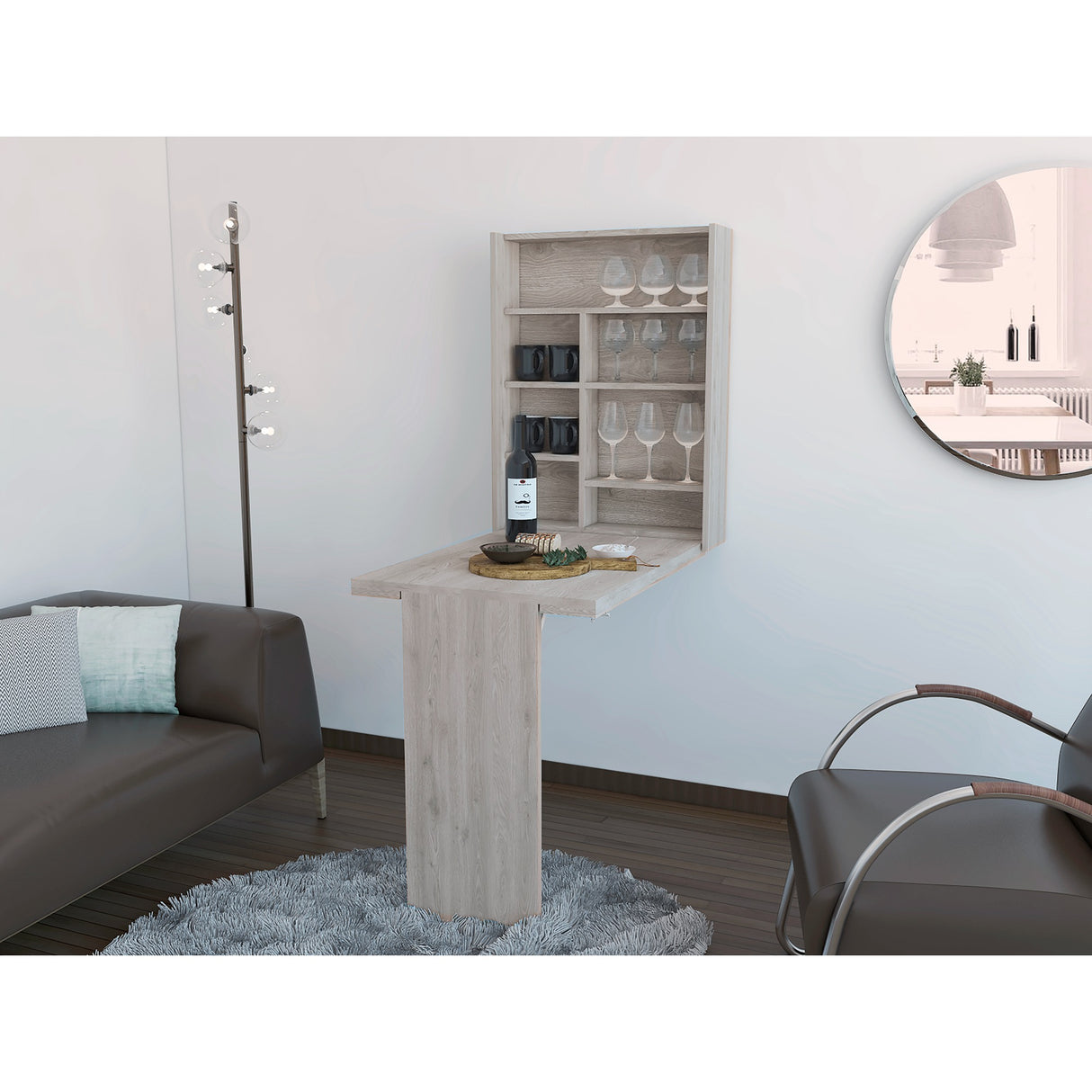 Barra de Cocina Empotrable Vatta Ceniza 60x80cm Plegable con Entrepaños - Barras y Muebles Auxiliares | Bylmo