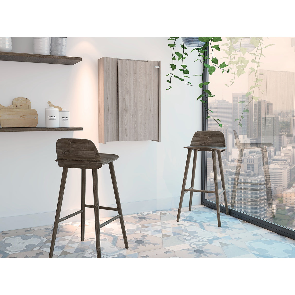 Barra de Cocina Empotrable Vatta Ceniza 60x80cm Plegable con Entrepaños - Barras y Muebles Auxiliares | Bylmo