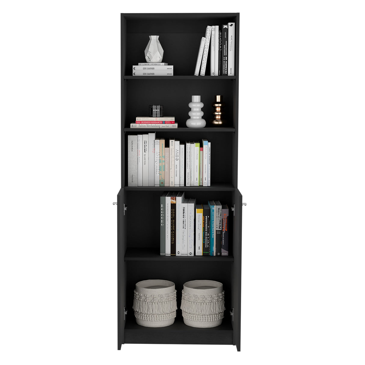 Estantería Home Wengue 62.8x180.6cm con Puertas y Cuatro Entrepaños - Bibliotecas y Estanterías | Bylmo