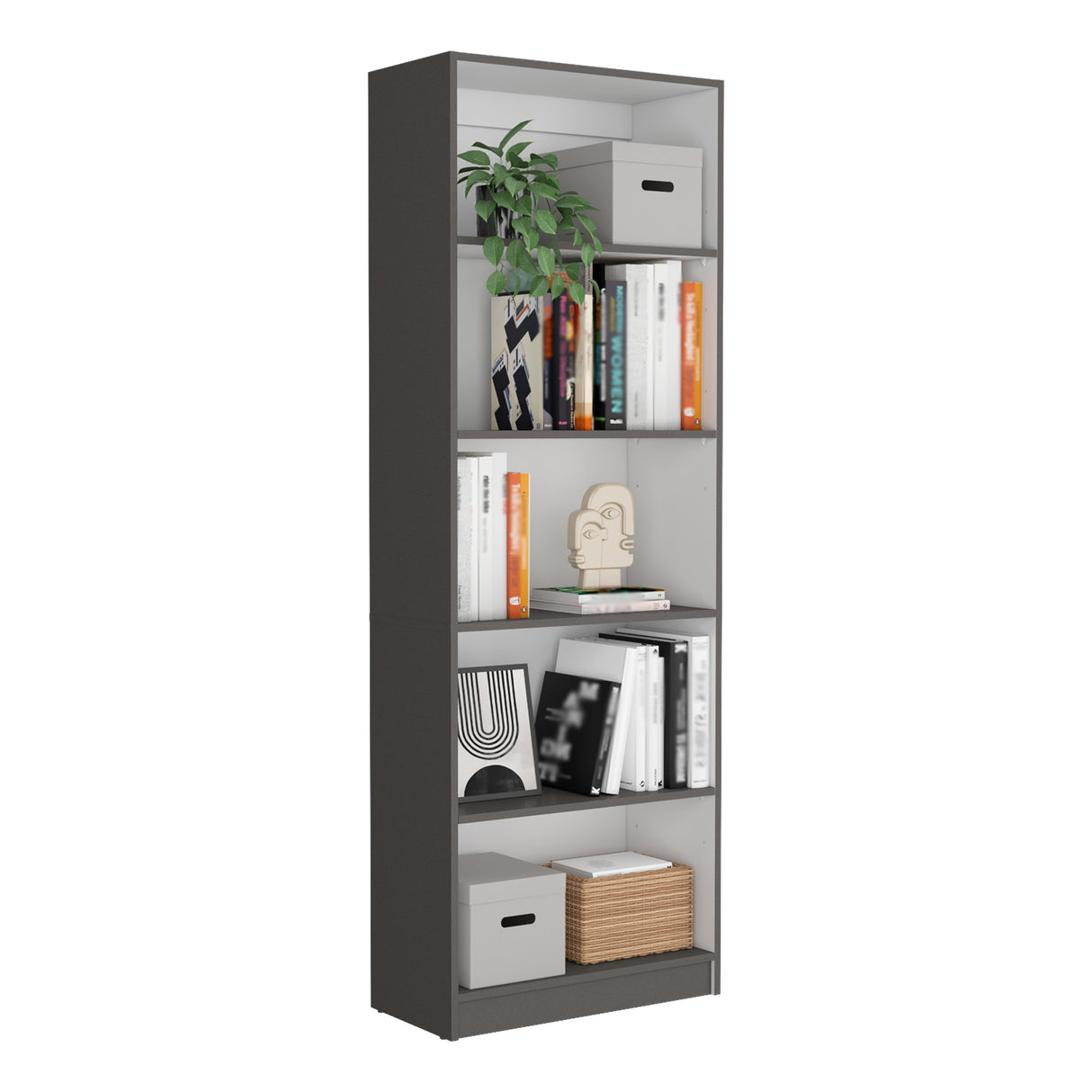 Estantería Home Plomo 62.8x180.6cm con Cuatro Entrepaños - Bibliotecas y Estanterías | Bylmo