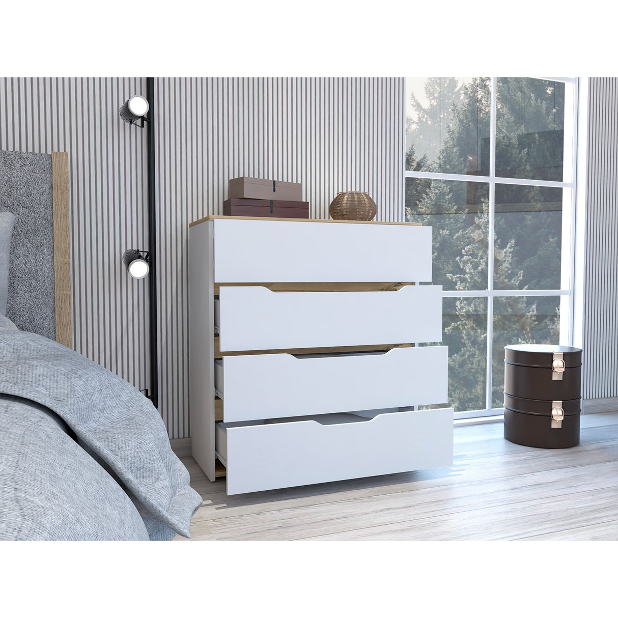 Cómoda Zoe Blanca Nevado 80x89cm con Cuatro Cajones - Cajoneras y Comodas | Bylmo