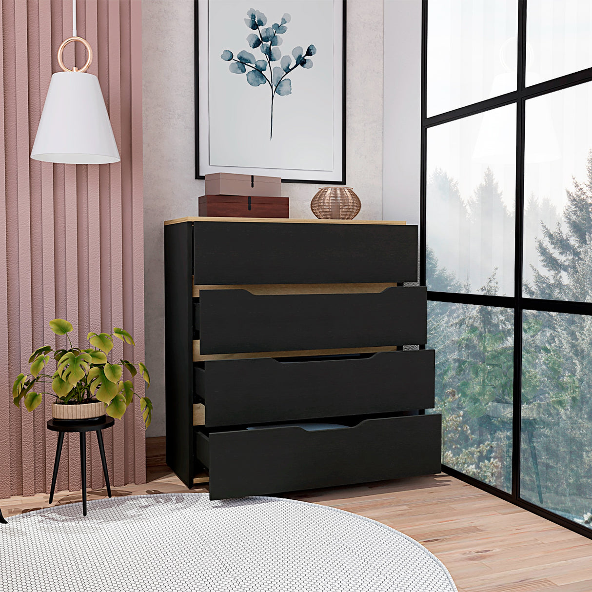 Cómoda Zoe Wengue 80x89cm con Tres Cajones - CAJONERAS Y COMODAS | Bylmo