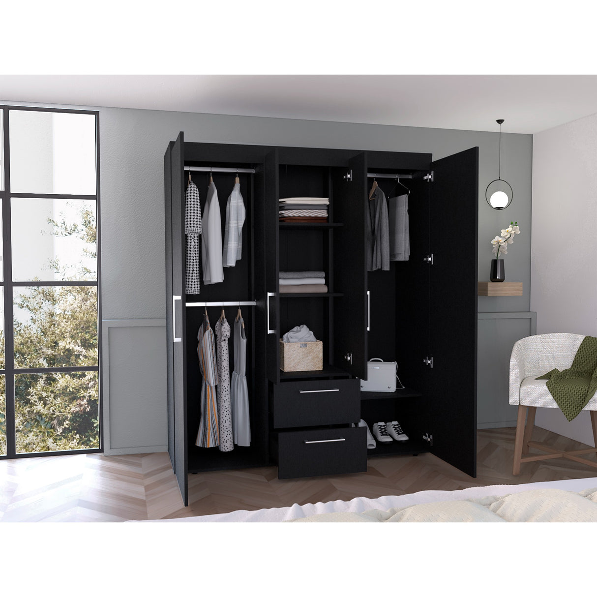 Closet Bariloche Wengue 150.3x177.9cm con Dos Cajones - Closets | Bylmo