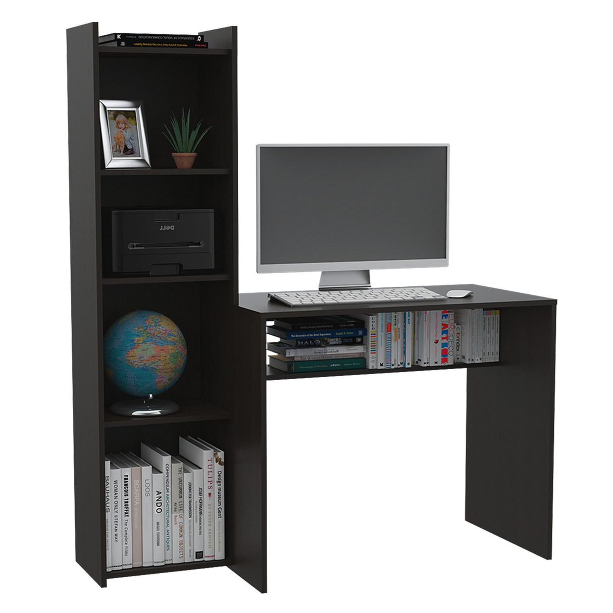 Escritorio Napoli Wengue 127.1x150.05cm con Biblioteca - Escritorios | Bylmo