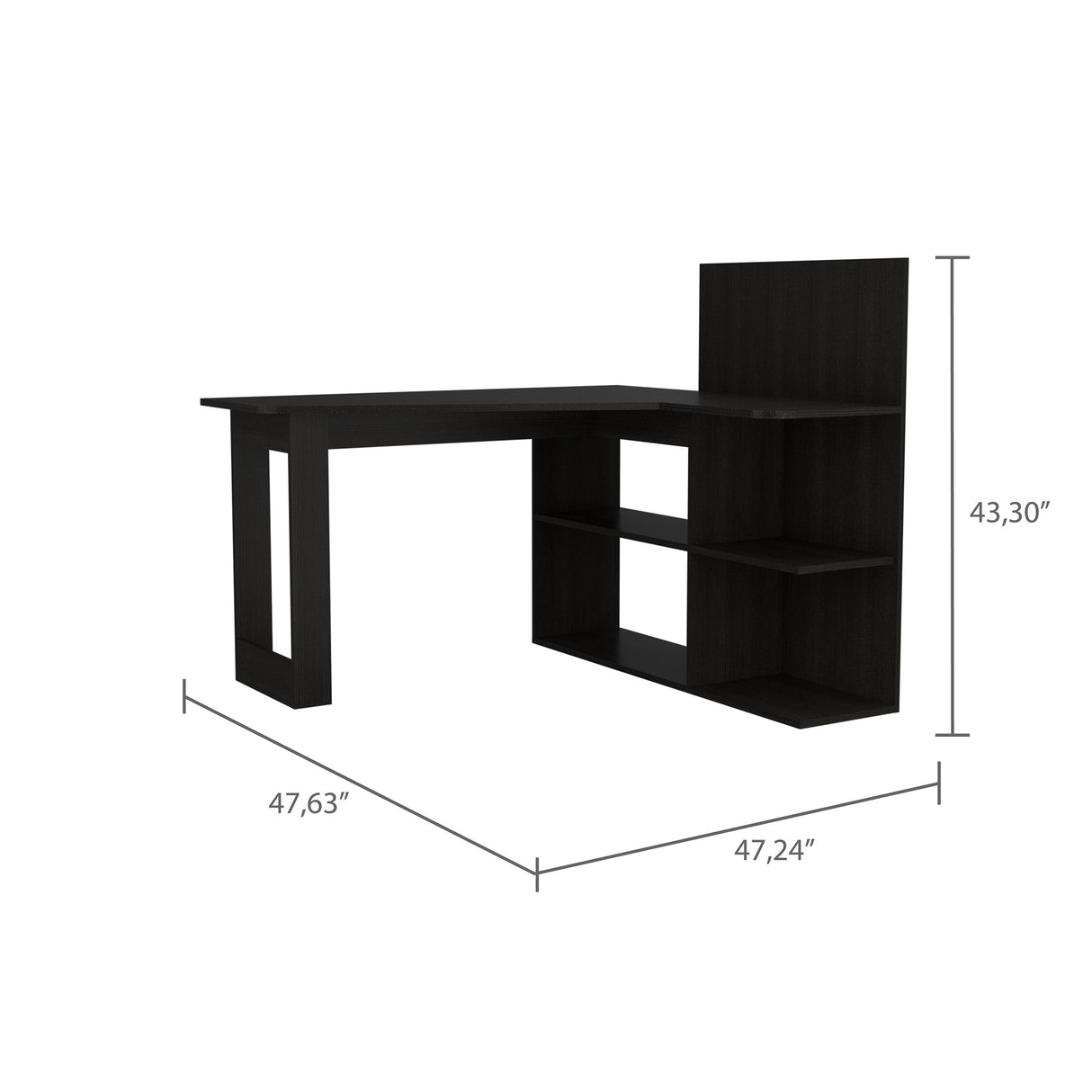 Escritorio en L Masai Wengue 131.5x110.6cm con Organizador de Libros - Escritorios | Bylmo