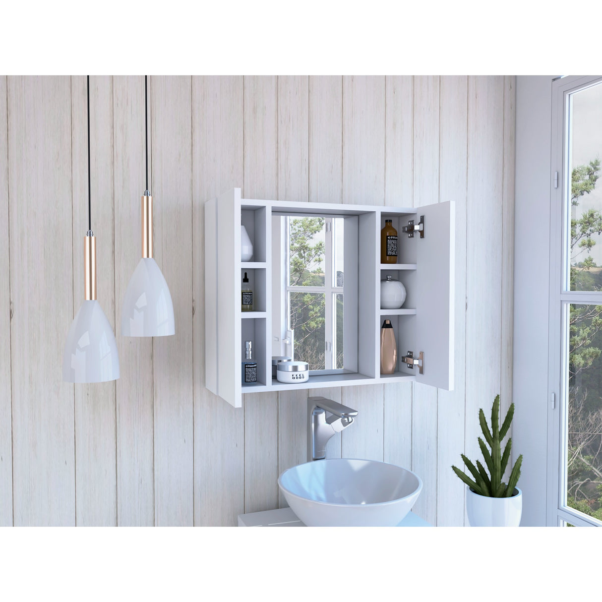 Gabinete Baño Artemisa Blanco 60x49.9cm con Cuatro Entrepaños - Gabinetes de Baño | Bylmo