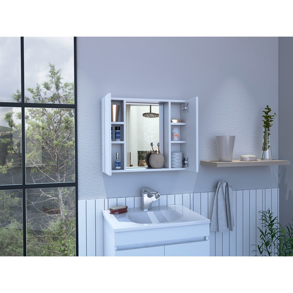 Gabinete Baño Artemisa Blanco 60x49.9cm con Cuatro Entrepaños - Gabinetes de Baño | Bylmo