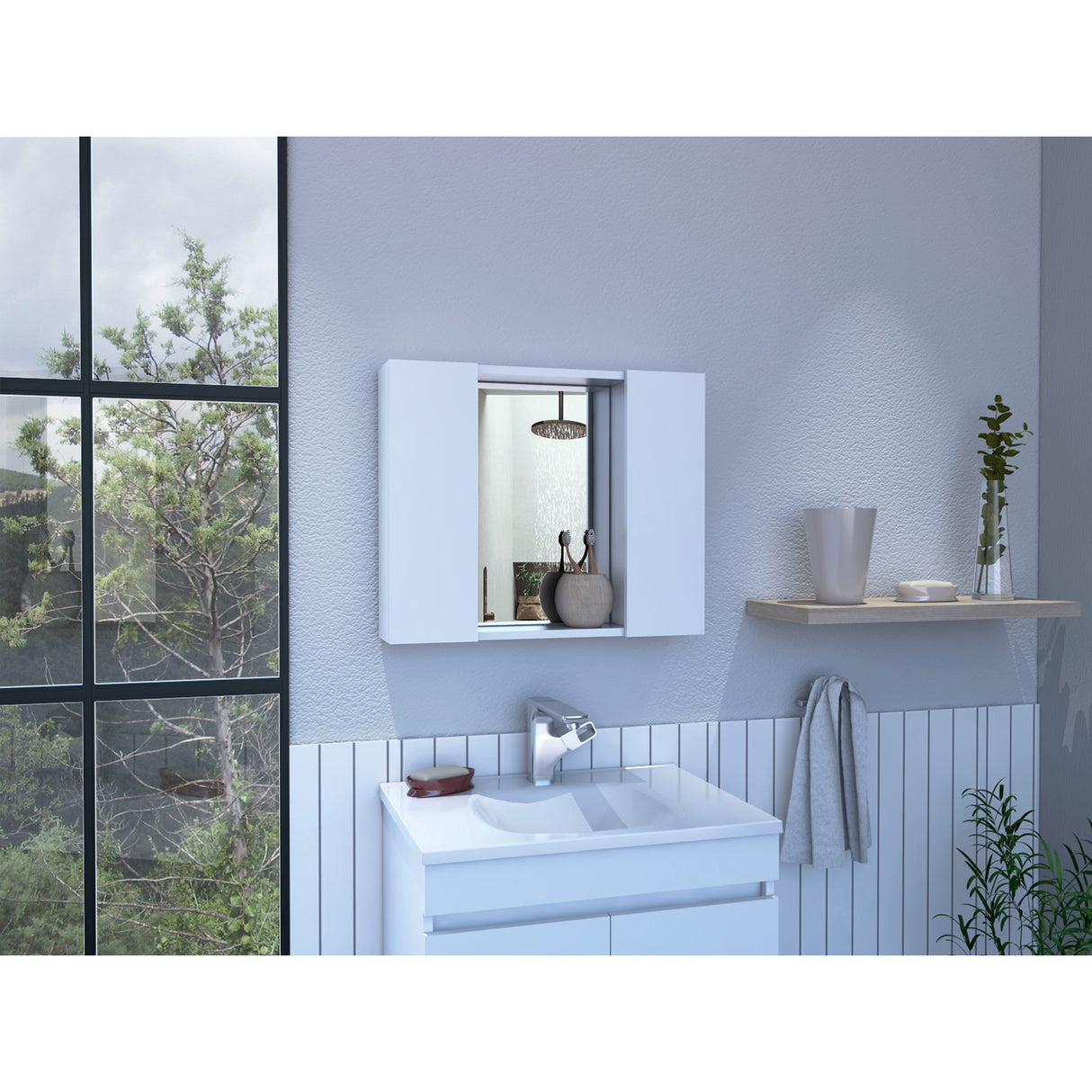 Gabinete Baño Artemisa Blanco 60x49.9cm con Cuatro Entrepaños - Gabinetes de Baño | Bylmo