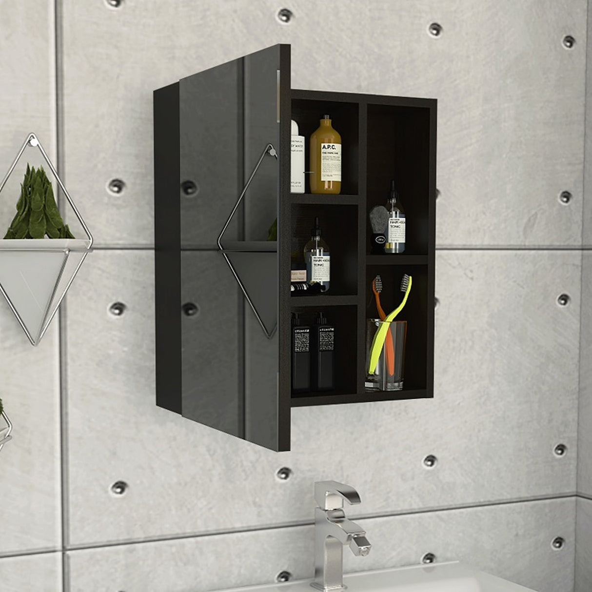 Gabinete de Baño Labelle Wengue 45x49.7cm con Tres Entrepaños - Gabinetes de Baño | Bylmo