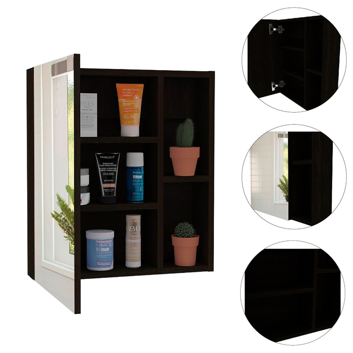 Gabinete de Baño Labelle Wengue 45x49.7cm con Tres Entrepaños - Gabinetes de Baño | Bylmo