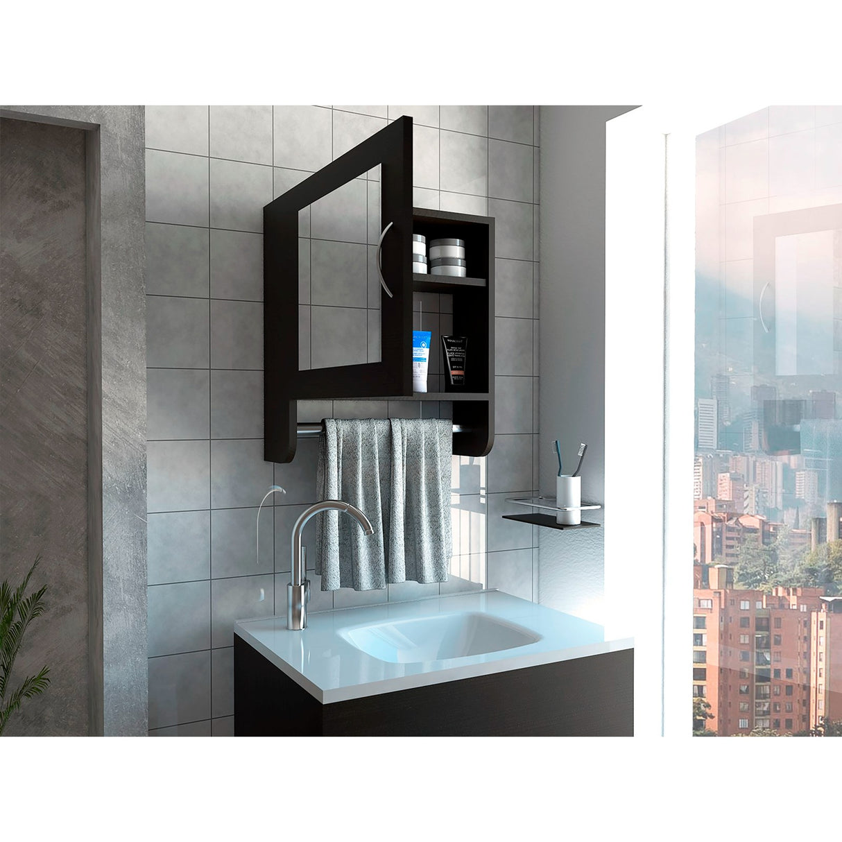 Gabinete de Baño Umbra Wengue 45x50cm con Un Entrepaño - GABINETES DE BANHO | Bylmo