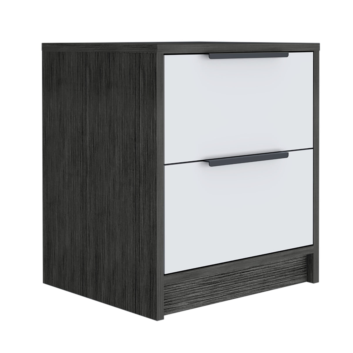 Mesa de Noche Kaia Roble Gris 41x48cm con Dos Cajones - Mesas de Noche | Bylmo