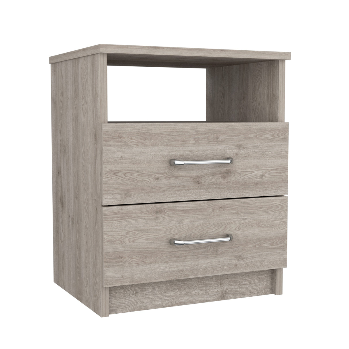 Mesa de Noche Nápoles Ceniza 40.7x50.6cm con Dos Cajones - Mesas de Noche | Bylmo