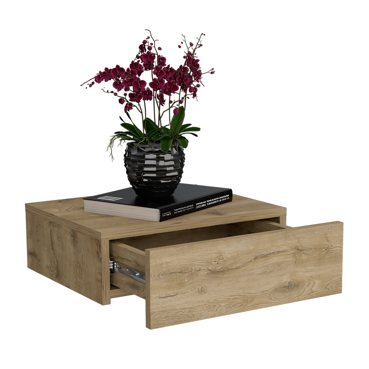 Mesa de Noche Milano Macadamia 40x13cm Flotante con Un Cajón - Mesas de Noche | Bylmo