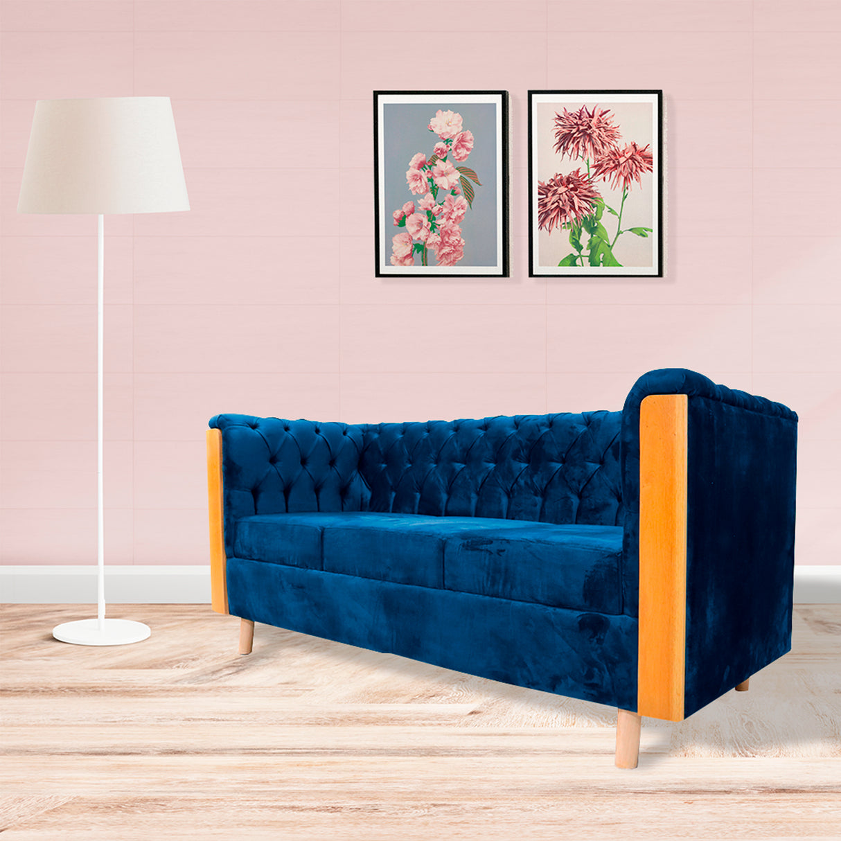 Sofá Steiner Azul Petróleo 210x80cm Con Dos Cojines - Sofas y Poltronas | Bylmo