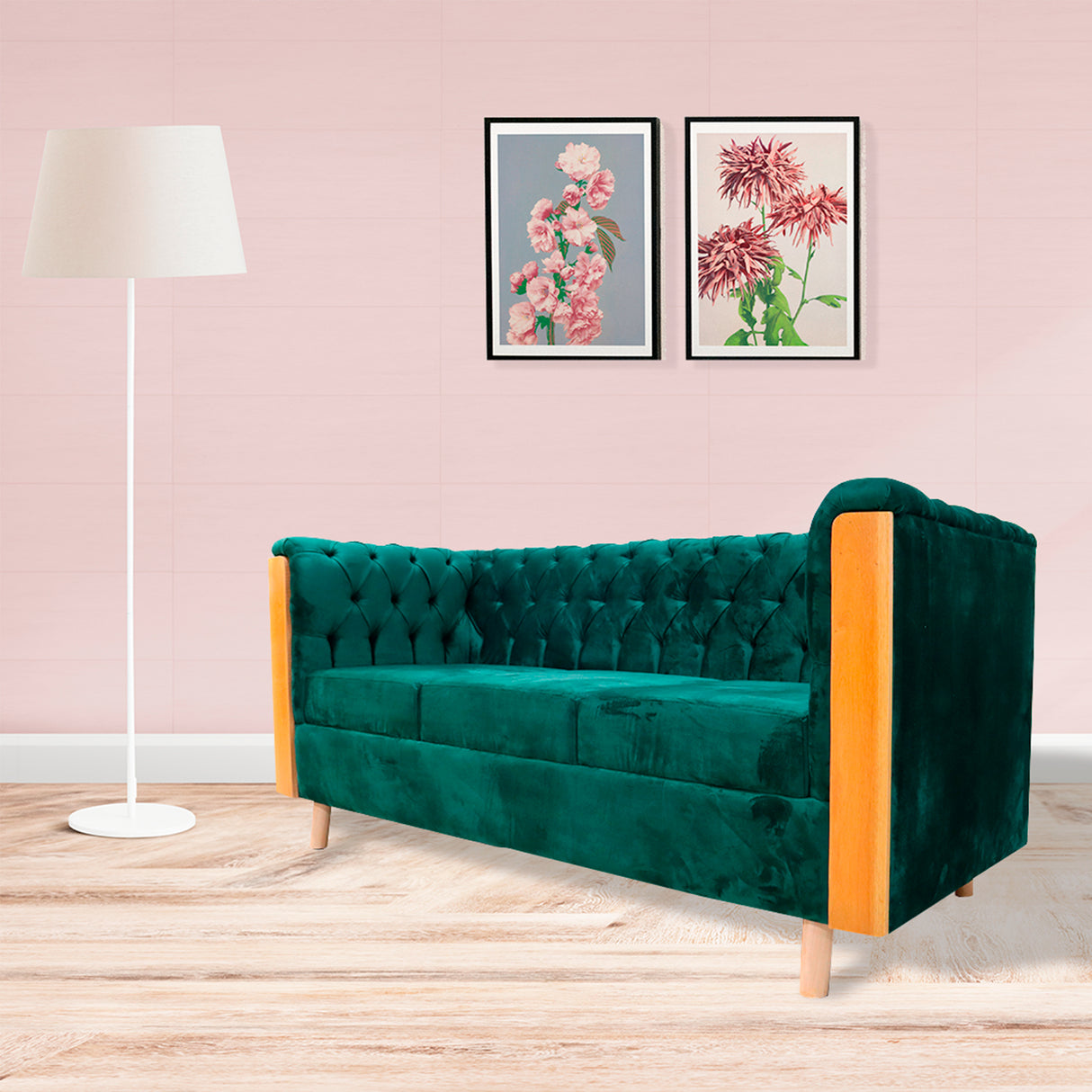 Sofá Steiner Verde 210x80cm Con Dos Cojines - Sofas y Poltronas | Bylmo
