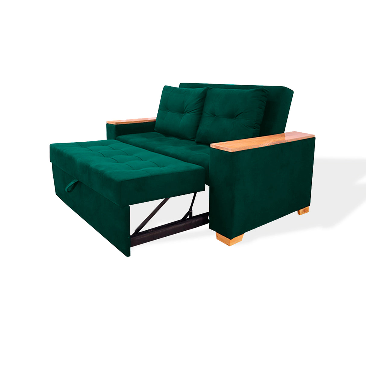 Sofá Cama Weber Verde 180x90cm con Cuatro Cojines - Sofas y Poltronas | Bylmo